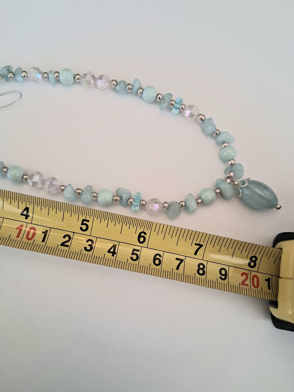 Aquamarine Beaded Phone Charm Strap - Handmade - Picture 5 of 6
